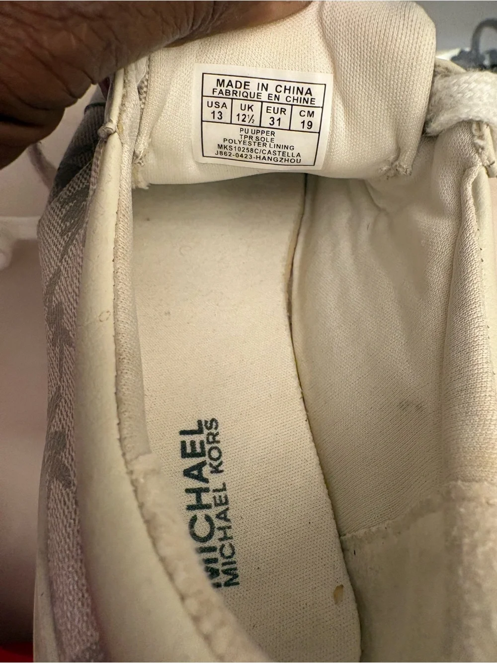 Michael Kors Cream and Gold MK Logo Canvas Sneakers size 13